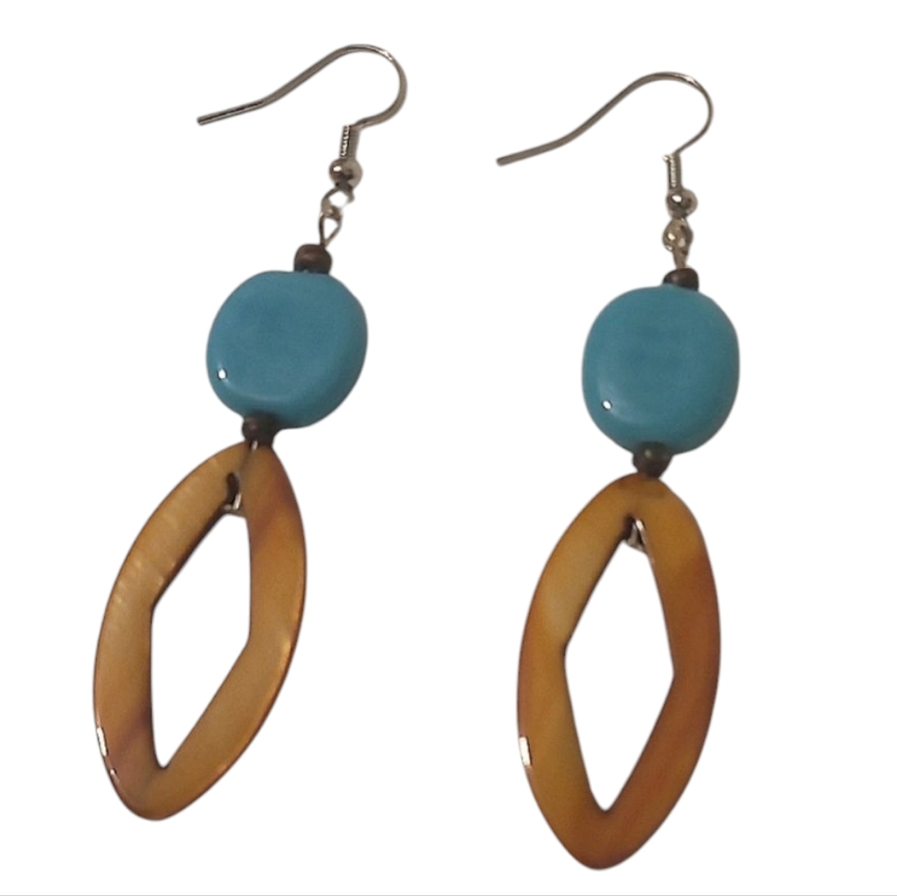 Elegant Turquoise and Brown  Earrings
